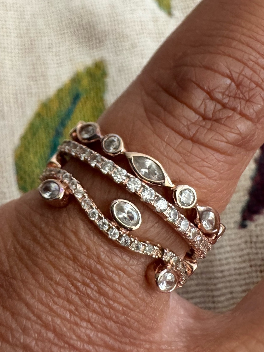 Rose Gold Crystal 925 silver Stacking Rings - Women Jewelry